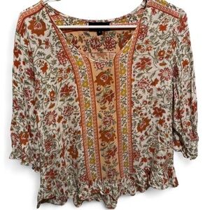Cynthia Rowley Multicolor Floral Boho Blouse M